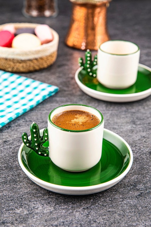 Set cesti de cafea, Doreline, 612DRL1110, Ceramica, Verde