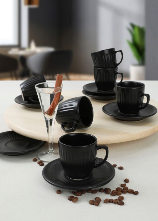 Set cesti de cafea, Keramika, 275KRM1650, Ceramica, Negru mat