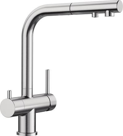 Baterie bucatarie Blanco Fontas-S II cu 3 cai dus extractibil inox