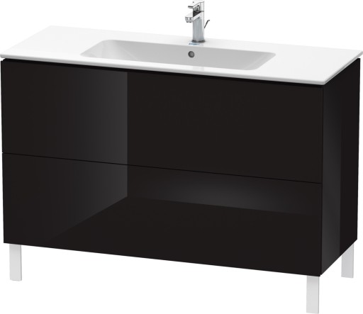 Dulap baza pe pardoseala Duravit L-Cube cu doua sertare 122cm negru lucios