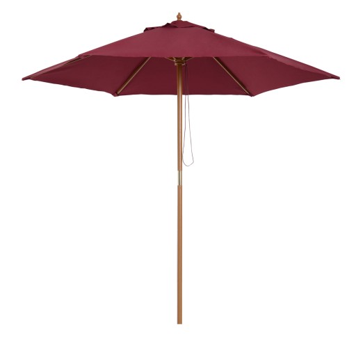 Outsunny Umbrelă de Soare din Lemn, Protecție UV, Φ2.5m, Culoare Bordo | Aosom Romania