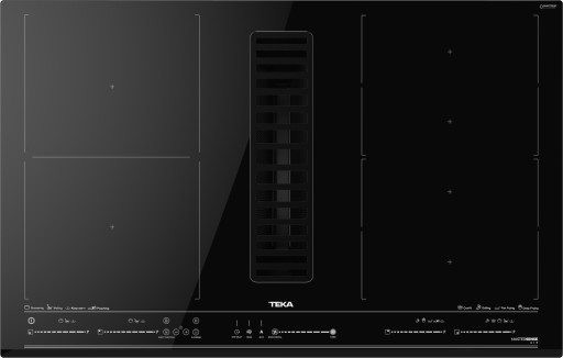 Plita cu inductie incorporabila cu hota integrata Teka AFF 87601 MST BK 80cm 4 zone max 301mc/h Fresh AIR design Cristal;