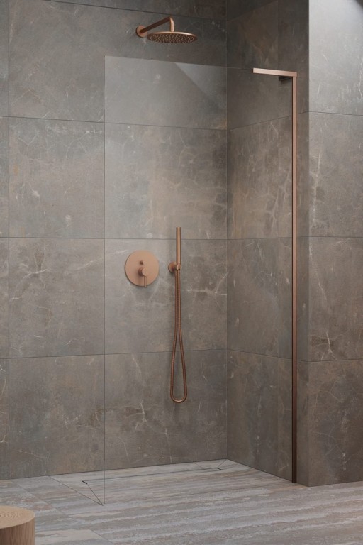 Cabina de dus tip Walk-in Radaway MODO SL II Brushed Copper 100 cm orientare stanga profil cupru periat