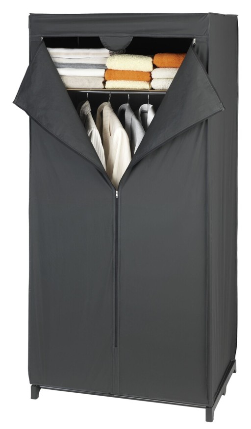 Dulap textil, Wenko, Deep Black, 50 x 160 x 75 cm, polietilena/inox, negru