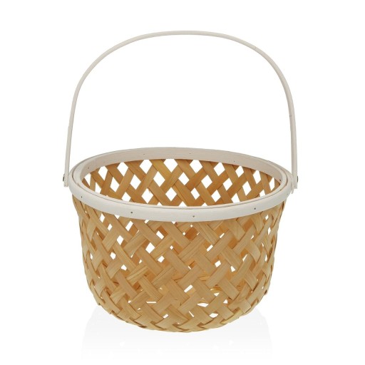 Cos pentru fructe Bamboo, Versa, 28.5 x 28.5 x 35 cm, lemn de brad, alb