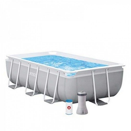 Piscina Prism Frame Intex cu pompa de filtrare si scara, 300x175x80 cm, 3539 L, PVC