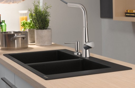 Chiuveta bucatarie Hansgrohe S510-F770 SilicaTec 370/370 cu 2 cuve 51x88x19cm stone grey