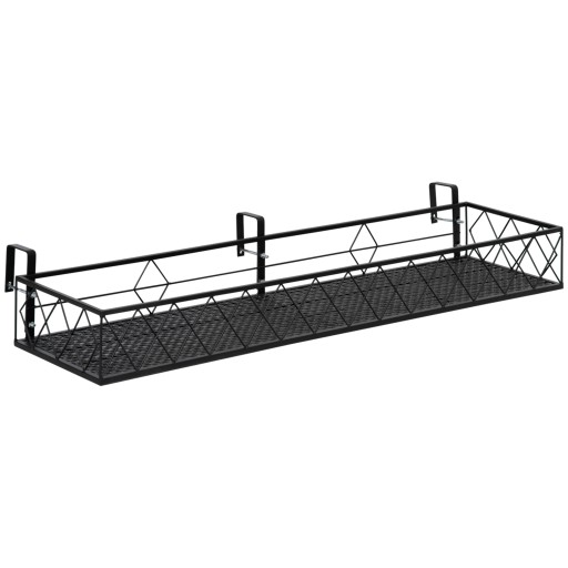 Jardiniera de Exterior Outsunny cu Carlige pentru Balustrada, Suport Ghivece pentru Balcon si Terasa din Metal, 100x31x12cm, Negru