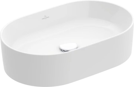 Lavoar tip bol Villeroy & Boch Collaro CeramicPlus 56x36cm oval fara orificiu baterie fara preaplin alb alb Alpin