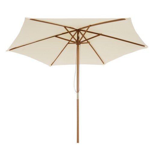 Outsunny Umbrelă de Soare pentru Grădină cu Suport din Lemn, Design Elegant, 2.5x2.5m, Crem, Protecție UV | Aosom Romania