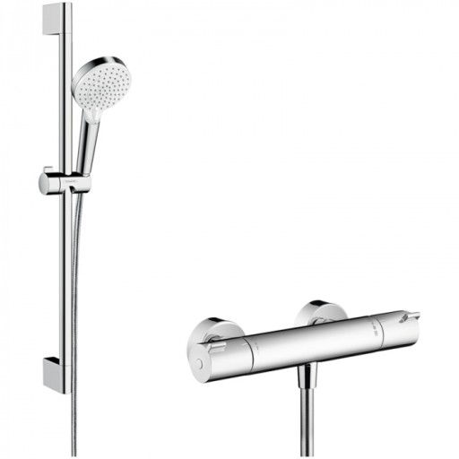 Set dus cu bara 65 cm si baterie dus inclusa crom Hansgrohe, Crometta