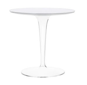 Masuta Kartell Tip Top design Philippe Starck & Eugeni Quitllet d48cm h50cm baza transparenta alb