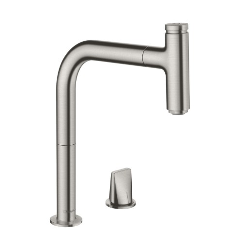 Baterie bucatarie Hansgrohe Metris M7119-H200 din doua elemente ComfortZone 200 dus extractibil inox periat