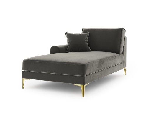 Sezlong living stanga, Madara, Mazzini Sofas, gold legs, 102x182x90 cm, catifea, gri deschis