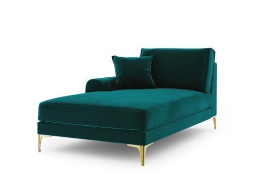 Sezlong living stanga, Madara, Mazzini Sofas, gold legs, 102x182x90 cm, catifea, turcoaz