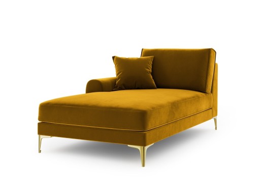 Sezlong living stanga, Madara, Mazzini Sofas, gold legs, 102x182x90 cm, catifea, galben