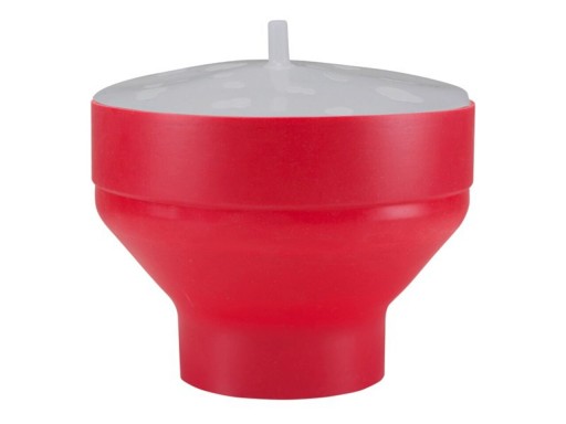 Aparat popcorn pentru cuptorul cu microunde Beper, 2.5 L, silicon, rosu/alb