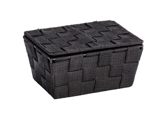 Cos depozitare cu capac, Wenko, Adria, 19 x 10 x 14 cm, polipropilena, negru