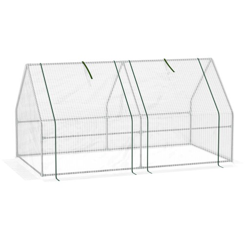 Outsunny Mini Seră Portabilă din PE pentru Grădină, cu Uși cu Fermoar și Acoperiș pentru Protecție UV/Apă, 180x90x90 cm, Alb | Aosom Romania