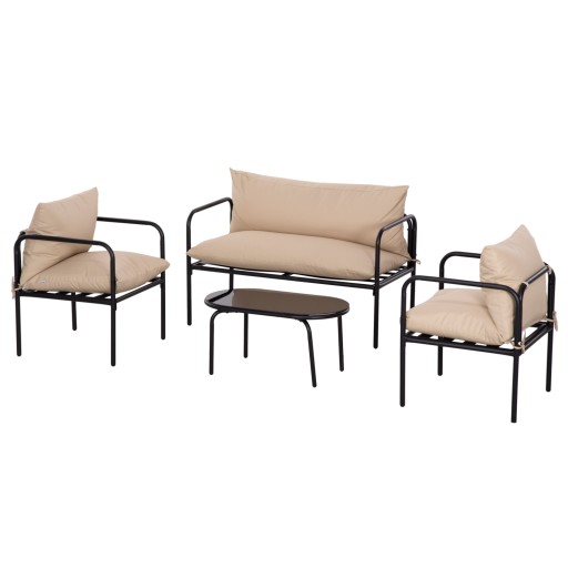 Outsunny Set Mobilier de Grădină 4 Piese, Fotoliu, Canapea Sofa, Masuță de Cafea, Set Sectional Confortabil | Aosom Romania