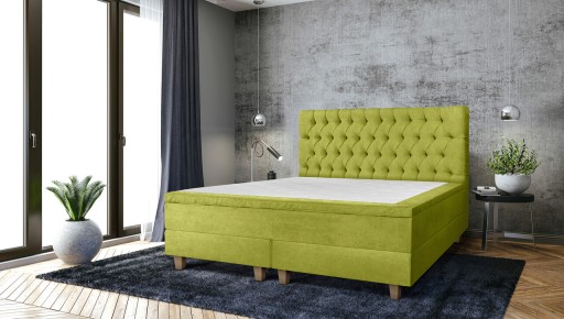 Pat matrimonial, Stockholm, Chester E, 160x200 cm, saltea tip Pocket, topper memory, Verde