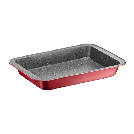 Tava de copt cu invelis Non-stick Cherry, Ambition, 36.5x26x6 cm, otel, gri/rosu