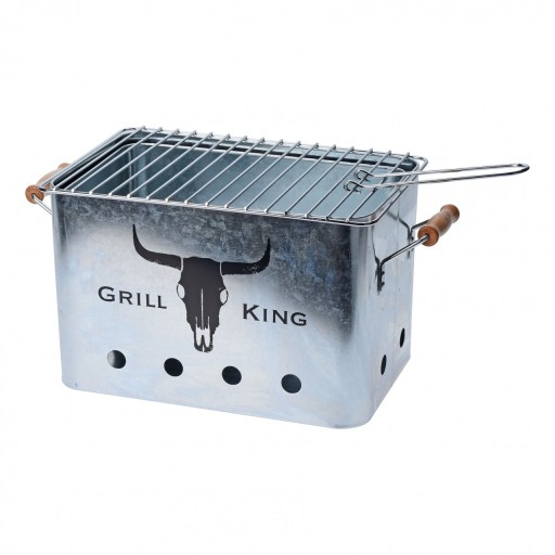 Gratar dreptunghiular Grill King, 20 x 20 x 32 cm, metal, argintiu