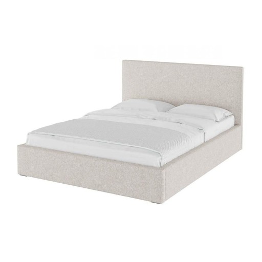 Pat matrimonial bej tapițat cu spațiu de depozitare cu somieră 160x200 cm Bufo Bed – MESONICA