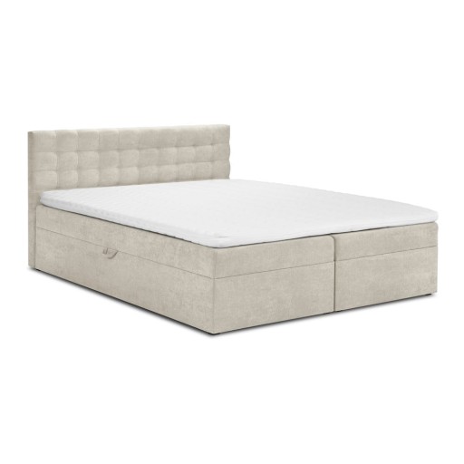 Pat boxspring 200x200 cm bej cu spațiu de depozitare Jade – Mazzini Beds