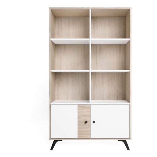 Bibliotecă albă cu aspect de stejar 92x160 cm Sahara - Marckeric