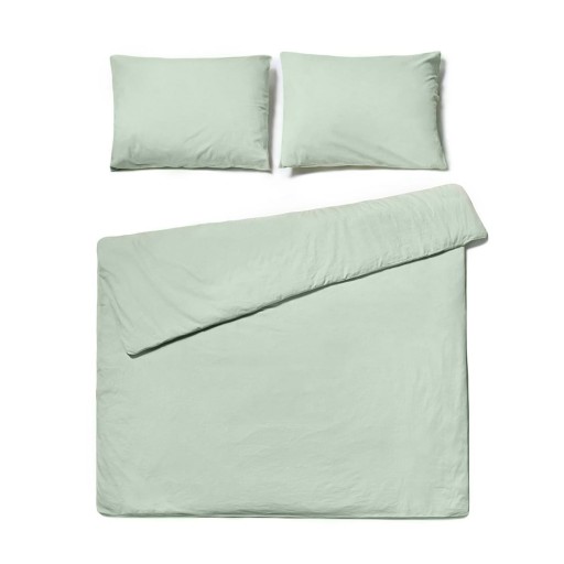 Lenjerie pentru pat dublu din bumbac stonewashed Bonami Selection, 160 x 220 cm, verde salvie