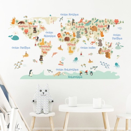 Autocolant de perete Ambiance Pastel World Map