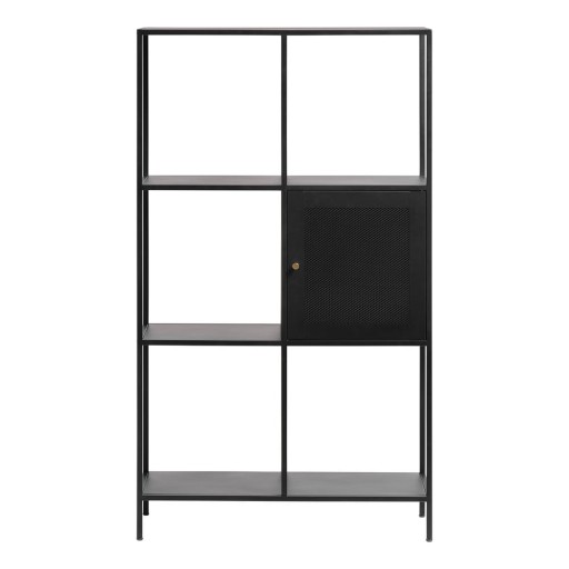 Bibliotecă neagră din metal 80x138 cm Malibu – Unique Furniture