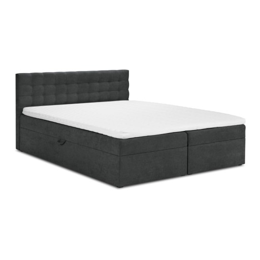 Pat boxspring 200x200 cm gri închis cu spațiu de depozitare Jade – Mazzini Beds