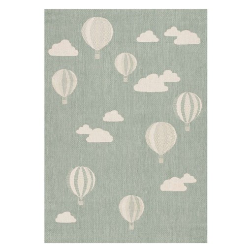 Covor pentru copii verde antialergic 170x120 cm Balloons and Clouds - Yellow Tipi