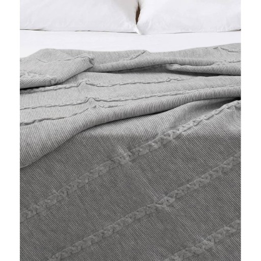 Cuvertură gri din bumbac pentru pat dublu 200x220 cm Trenza – Oyo Concept