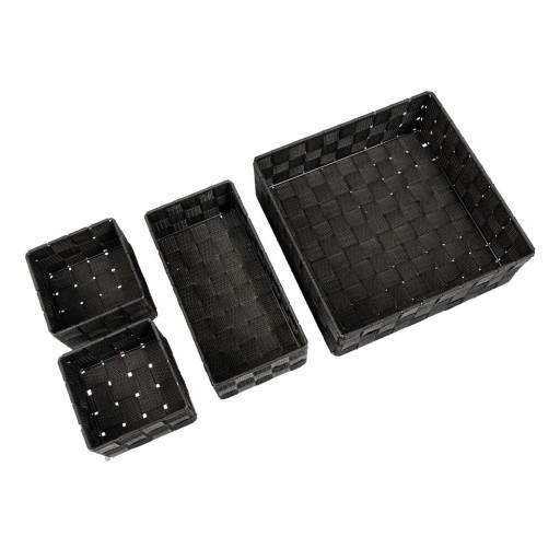 Set de 4 organizatoare de baie negre din plastic Adria - Wenko