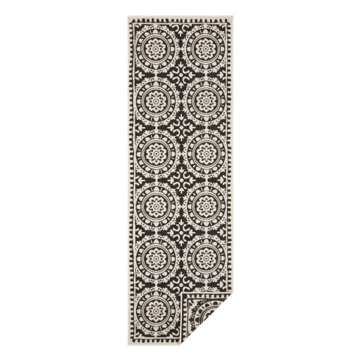 Covor adecvat pentru exterior NORTHRUGS Jardin, 80 x 350 cm, negru-crem