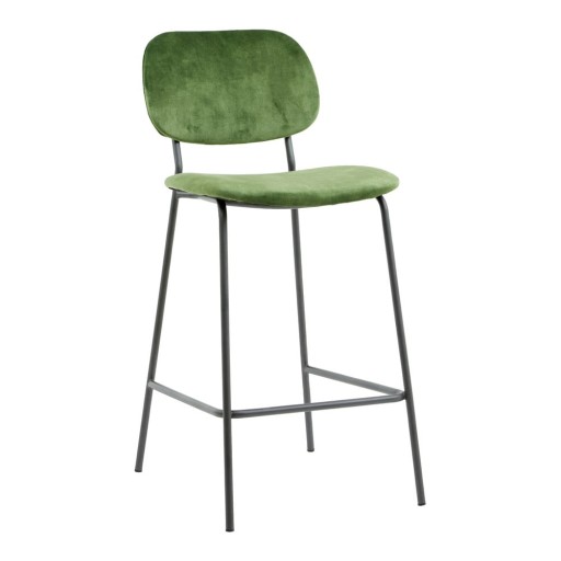 Scaun de bar verde din catifea 92 cm Emma – Light & Living