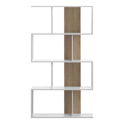 Bibliotecă alb-natural cu aspect de lemn de stejar 89x165 cm Sigma – TemaHome