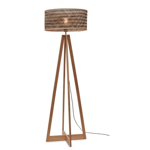 Lampadar negru/în culoare naturală cu abajur din bambus (înălțime 145 cm) Java – Good&Mojo