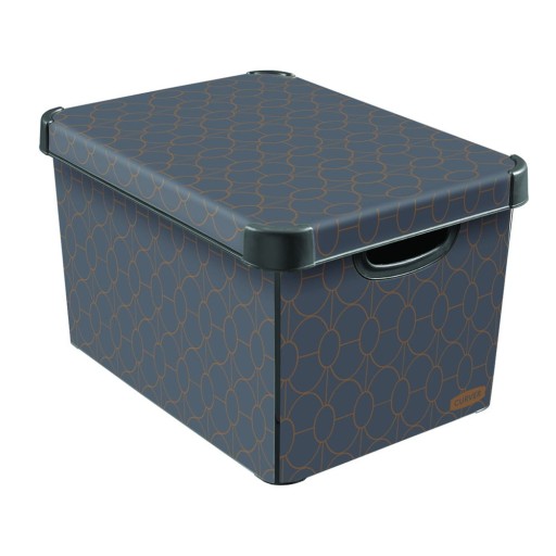 Cutie de depozitare gri închis cu capac Curver Art Deco, 22 l