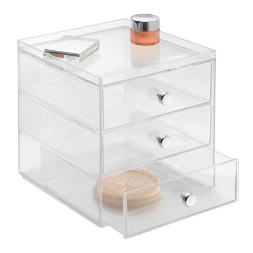 Organizator transparent cu 3 sertare iDesign Drawers, înălțime 18 cm