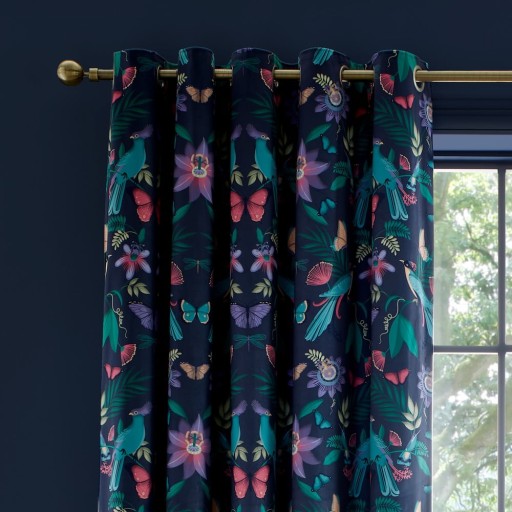 Draperii albastre 2 buc. 229x229 cm Mya Tropical Floral – Catherine Lansfield