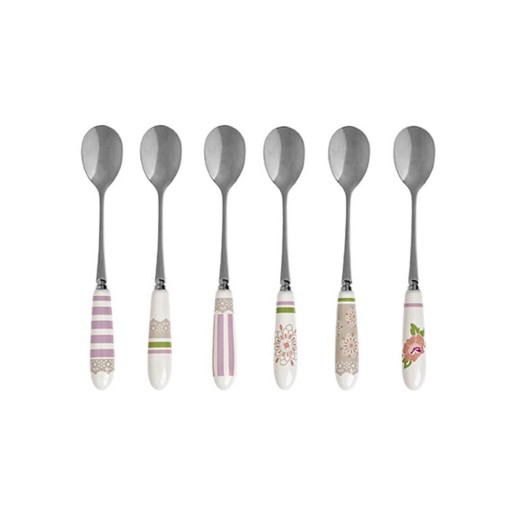 Set 6 lingurițe cu mâner din ceramică Brandani Peonia