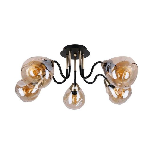 Plafonieră negru/auriu cu abajur din sticlă Unica – Candellux Lighting