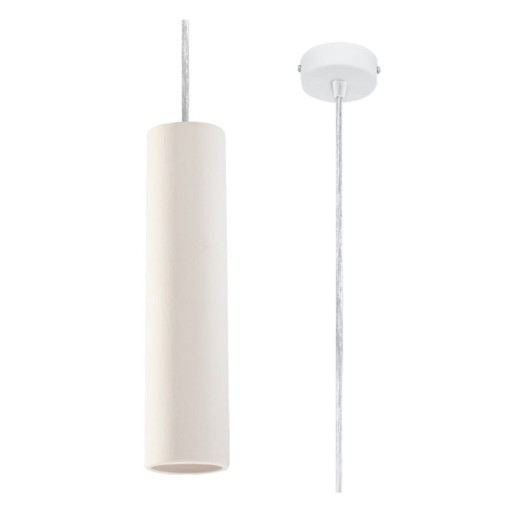 Lustră albă cu abajur din ceramică ø 8 cm Santana – Nice Lamps