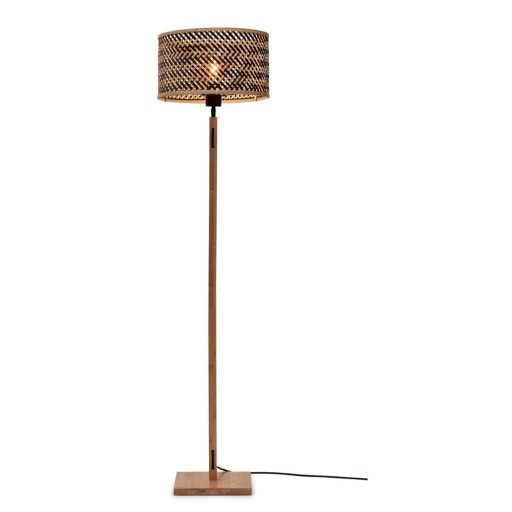 Lampadar negru/în culoare naturală cu abajur din bambus (înălțime 128 cm) Java – Good&Mojo