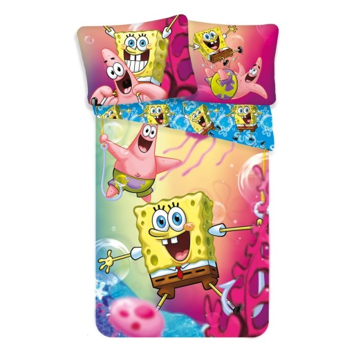 Lenjerie de pat pentru copii din bumbac pentru pat de o persoană 140x200 cm Sponge Bob – Jerry Fabrics