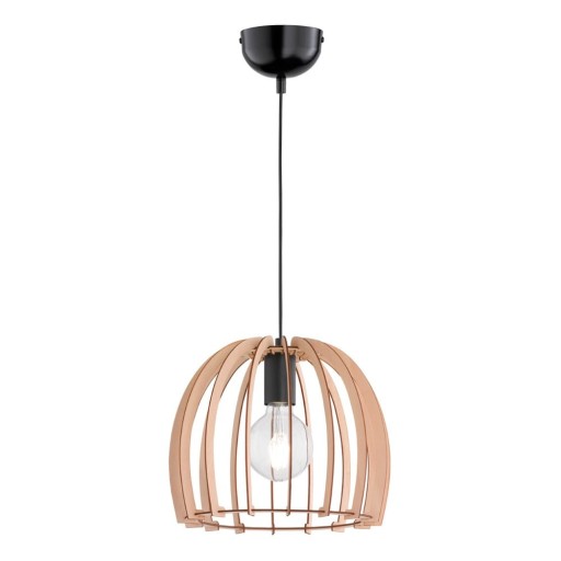 Lustră cu abajur din lemn Trio Pendant Wood, înălțime 150 cm, natural